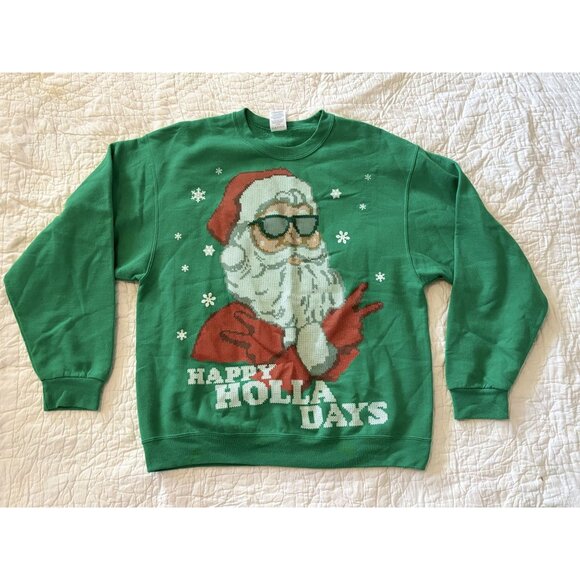 Green Santa "Happy Holla Days" Sweatshirt - Picture 2 of 2